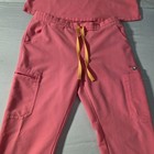 Figs Technical Collection Women s Scrub Set Size S Pink V-neck Top Cargo Pants