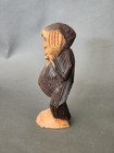 Handcarved Wooden  Wise Monkeys Hear No Evil   Excellent  