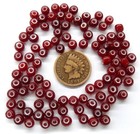 100 Old Dk Blood Red White Heart African Trade Beads   L710dk  W3