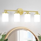 Modern 4-light Vanity Light Fixtures With Frosted Glass  4 Light Brass Gold