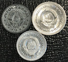 Lot 3 Au Yugoslavia 1945 Zinc 50 Para 1953 50 Para   1963 Dinar Aluminum Coins