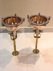 Aluminum Copper Vintage Pendant Lights Long Brass Pipe Ceiling Fixture Set Of 2