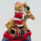 Christmas Bear Santa On Rocking Horse Porcelain Trinket Box