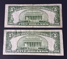 Set Of 2-1934a  5 Federal Reserve Note And 1953  5 Silver Certificate Blue Seal