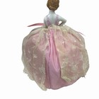 Vintage Porcelain Half Doll  Pin Cushion Pink Cream Lace