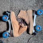 Vntg Riedell 130m Suede Roller Skates Sure-grip Wheels Sz 10 Jogger