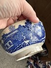 Vintage Old Antique Asian Chinese Blue   White Willow Pattern Ceramic Bowl  b18 