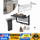 Drying Rack Wall Mounted Swivel Towel Rack Laundry Clothes Holder Swing Arms Us