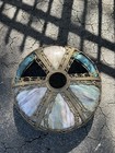 Antique Art Nouveau Bent Curved Multi Color Slag Glass Table Lamp Shade 12 Panel
