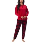 Nautica Women s 2-piece Fleece Fabric Pajama Set  Red  Size Xxl
