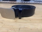 Vtg Ralph Lauren Polo Black Leather Belt Signature Pony Silver Buckle Size 38