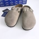 Birkenstock Boston Classic Suede Soft Leather Taupe Men Regular wide Width Shoe