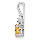 925 Sterling Silver 17x5mm Diamond Citrine And Diam  Pendant Charm