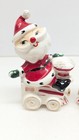 Rare Vintage Santa   Mrs Claus Riding Train Salt Pepper Shakers Japan Figural