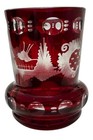 Vintage Bohemian Ruby Cut Crystal Small Holder Made In Czechoslovakia Glass Deco