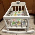 Vintage Cabbage Patch Kids 1980 s Wooden Rocking Cradle Baby Doll Crib With Pad