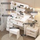 White Vanity Makeup Table Set With 6 Drawers And Led Lighted Mirror Dresser Desk