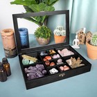 Adjustable Rock Display Case  Crystal Collection Box With Shelves  Wood Witch   