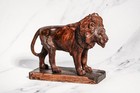 Wonderful Hand Carved Wood Antique Victorian Male Lion Statue Sculpture