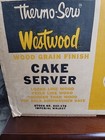 Mcm Vintage Thermo-serv Faux Brown Metal Wood Grain Cake Server