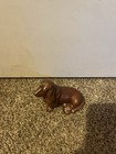 Signed Lucile Vintage Dog Sculpture Brown Basset Hound Small Figurine