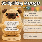 Pug Gifts For Pug Lovers - Tiny Positive Crochet Animal With 30 Uplifting Signs