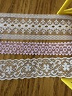 Vintage Lot Of Flat Lace Trim Floral Yellow   Pink Sewing Netting 10 Yards Total