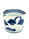 Japan Vintage Pottery Sobachoko Cup Blue White Pattern Ceramic