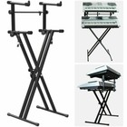 X Style Pro Dual Music Keyboard Stand Electronic Piano Double 2-tier Adjustable
