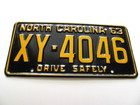 1963 North Carolina Nc License Plate Tag  New Never Used  Original  Very Nice