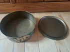 Vintage Guildcraft Metal Fruitcake Cookie Tin Gold And Green 10 1 2  X 4 