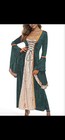 Women   s Renaissance Medieval Costume Lace Up Dress Green Medium Open Box