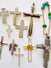 Vintage Cross Pendant Lot 10pcs Rhinestone Religious Christian Jewelry Charms 