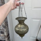 Vintage Brass Pierced Moroccan Lantern Hanging Candle Holder Koba Pendant