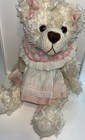 Geppeddo Teddy Bear Plush Cindy Shabby Chic  Stuffed Animal Dress Pink Bows 8 5 
