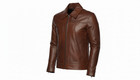 Handmade Men   s Brown Leather Jacket  Classic Shirt Collar Coat  Vintage Style