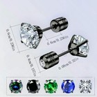 Classic Stainless Steel Cubic Zirconia Stud Earrings For Men And Women 5-pairs