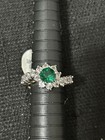 Nos Vintage 14k Gold Plated Emerald Green   Clear Cz Cocktail Ring 5 5 Nwt