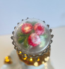 Vintage Antique Hatpin Flowers Encased In Dome Setting 1  X 7 Inch Hat Pin