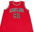 Chicago Dennis Rodman Autographed Pro Style Red Jersey Jsa Authenticated