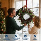 24 In Pre-lit Christmas Wreath Led Lights Timer Front Door Window Wall Decor