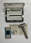 Vtg Gillette Adjustable Fat Boy Safety Razor W  Case And Spare Razor Blades Used