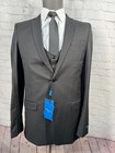 New Perry Ellis Boys Black Slim Fit Formal 3pc Vest Tuxedo Suit  20  31x33 Pant