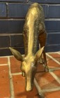 Vintage Brass Deer Doe Figurine Christmas Decor Large 9 Inches Mcm Heavy Fawn