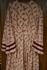 Civil War Victorian Pioneer Cotton Day Dress Rose Feathers Wpagoda Sleeve- L xl