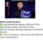 Bulan Bintang Baju Melayu  2026 Full Set Traditional Free Us Shipping