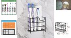 Elegant Wall Mount Toothbrush Holder - 5 Slot Stainless Steel Organizer  Black