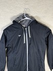 Speedo Team Parka Swim Jacket Size Xs Black Hooded Long Zip Fleece Lined