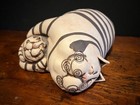 Vintage Fat Cat Kitten C Butler Jones Art Pottery Coin Bank Signed Wire Whisker