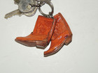 Vintage Embossed Lilly On A Pair Of 1 5  Leather Cowboy Boots Keychain W  Keys